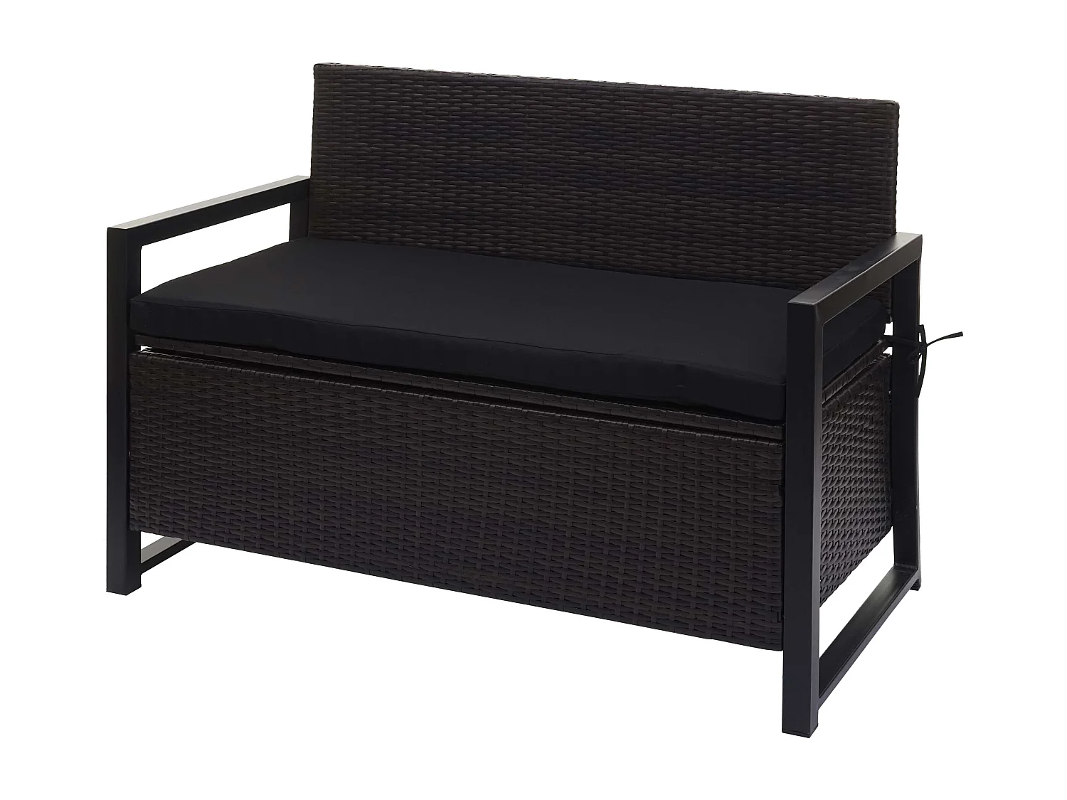 Poly-Rattan 2er Sitzbank MCW-F39, Braun, Kissen schwarz