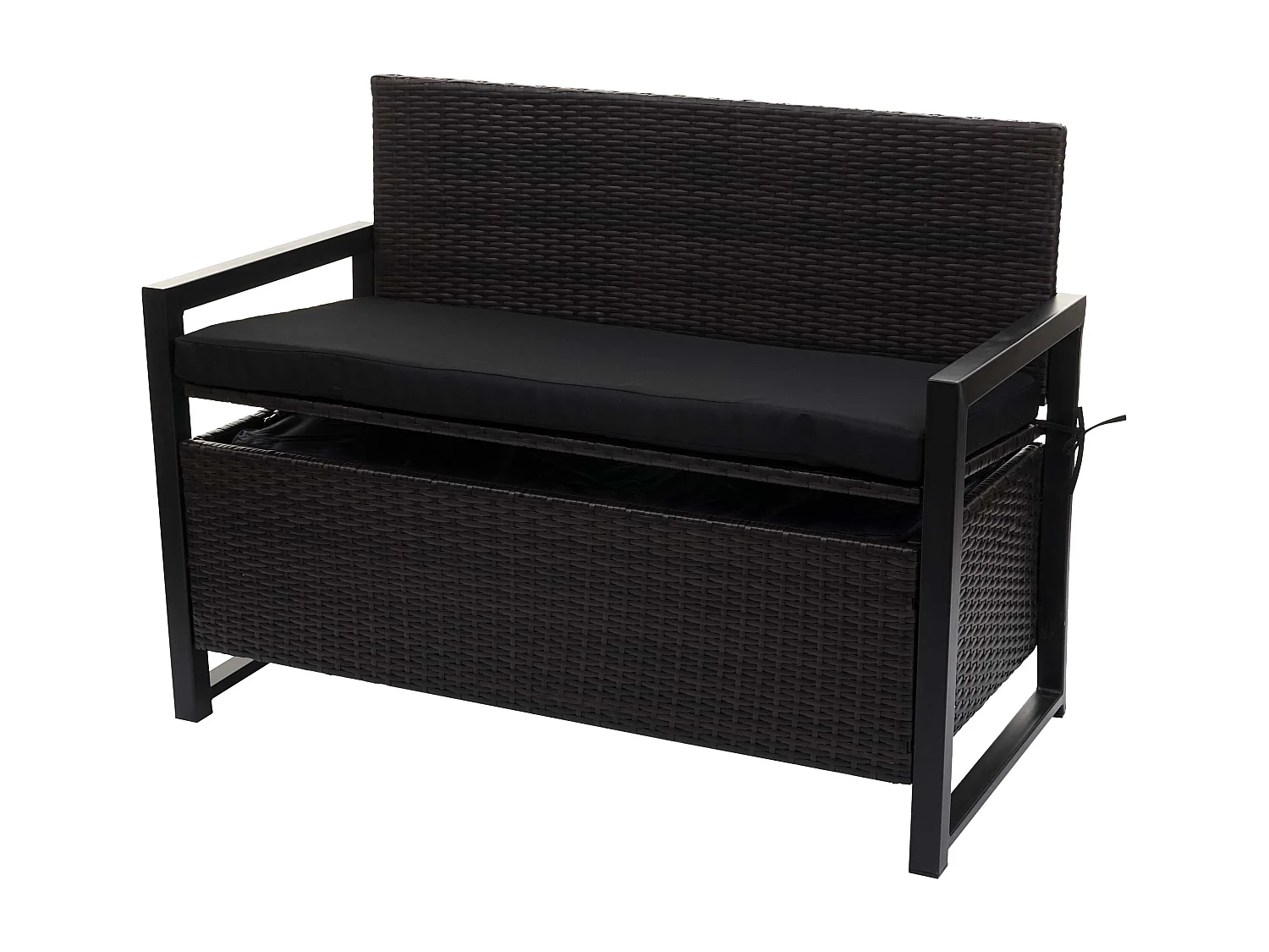 Poly-Rattan 2er Sitzbank MCW-F39, Braun, Kissen schwarz