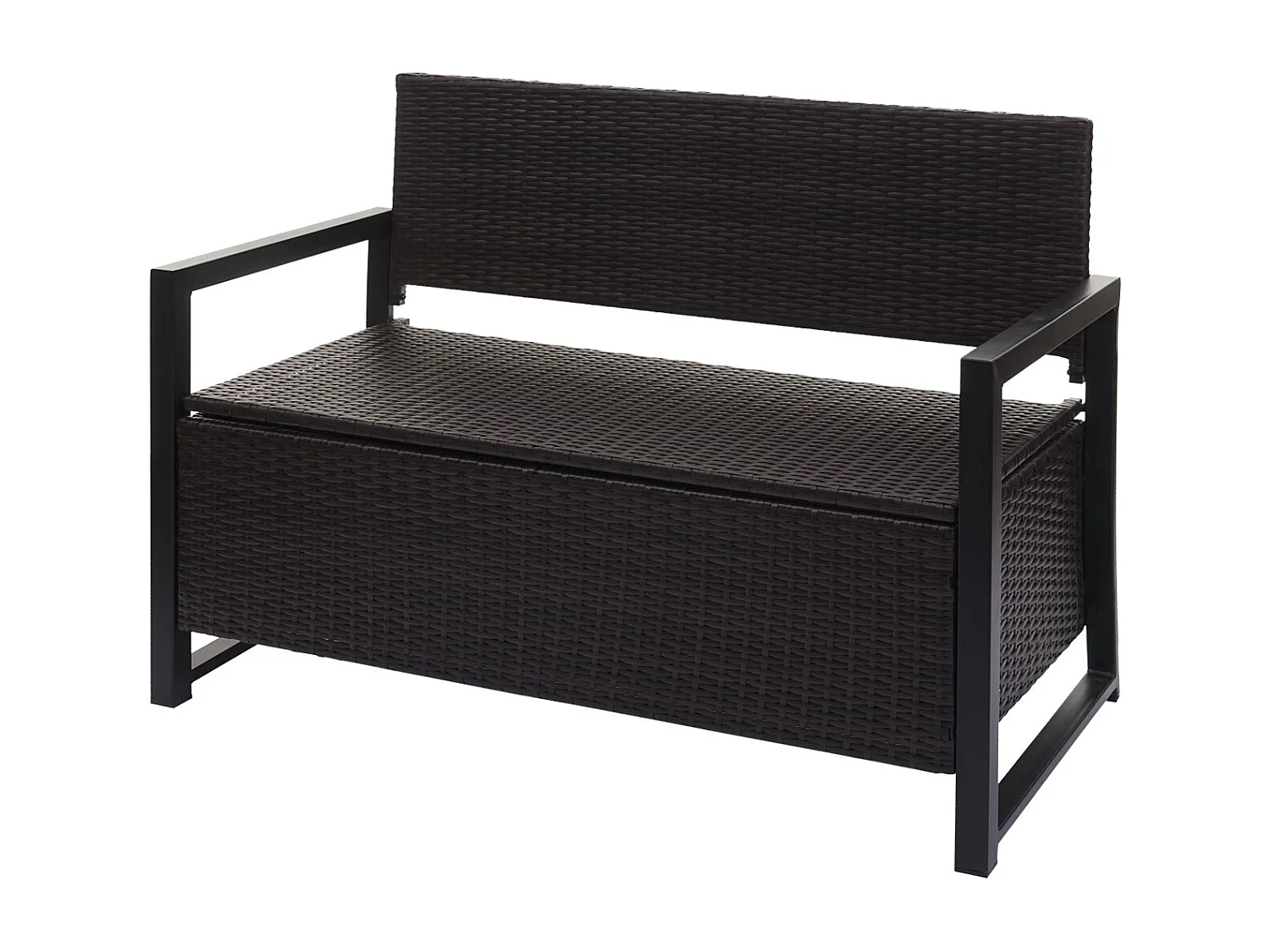 Poly-Rattan 2er Sitzbank MCW-F39, Braun, Kissen schwarz