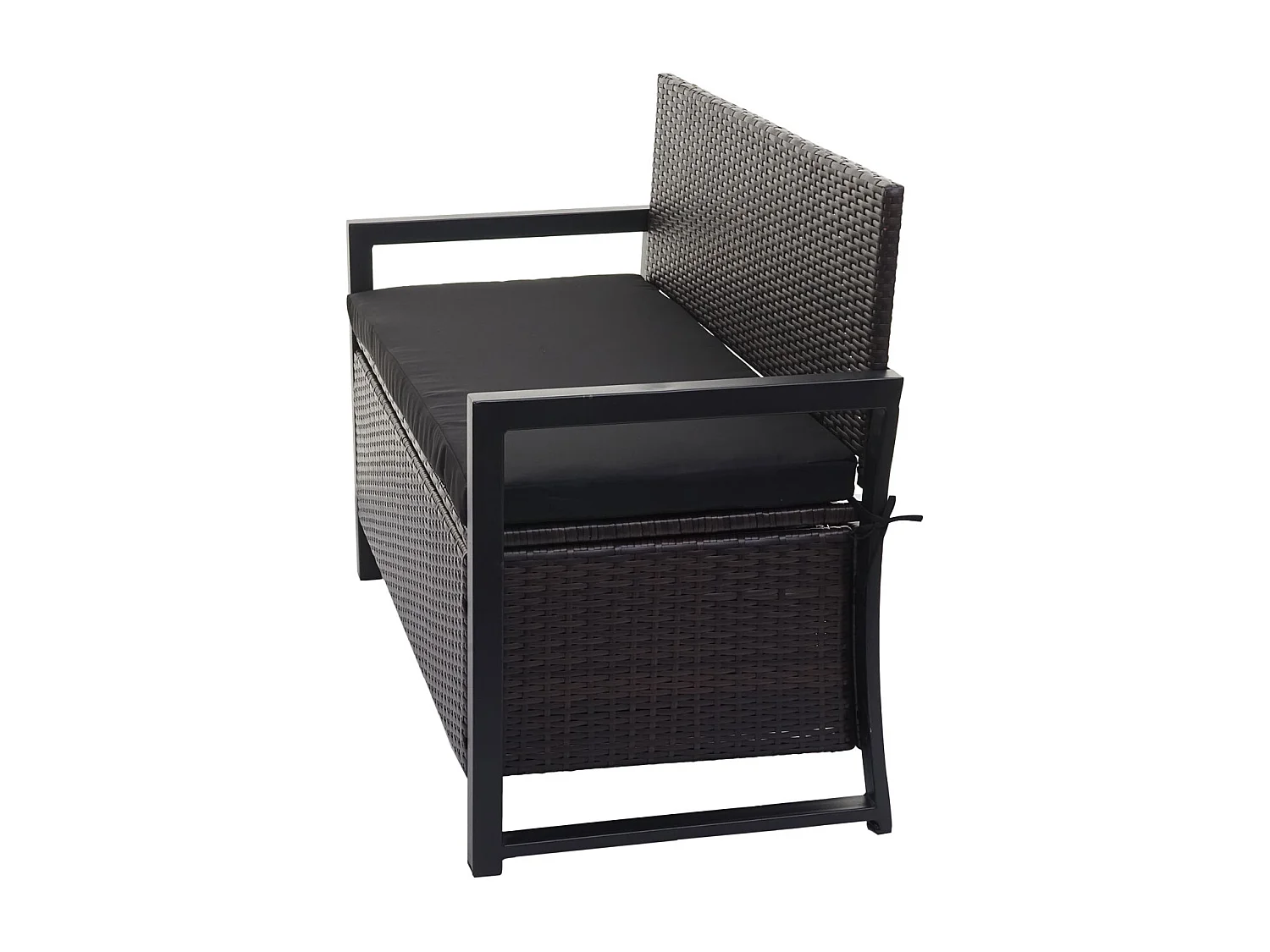 Poly-Rattan 2er Sitzbank MCW-F39, Braun, Kissen schwarz