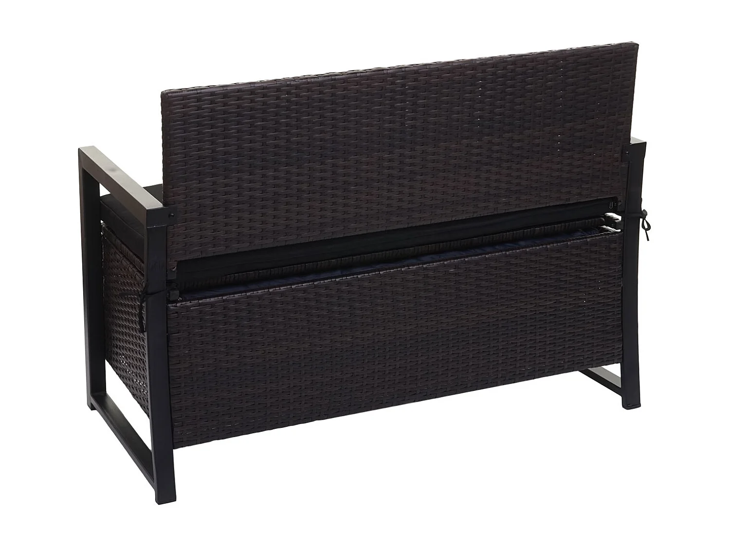 Poly-Rattan 2er Sitzbank MCW-F39, Braun, Kissen schwarz
