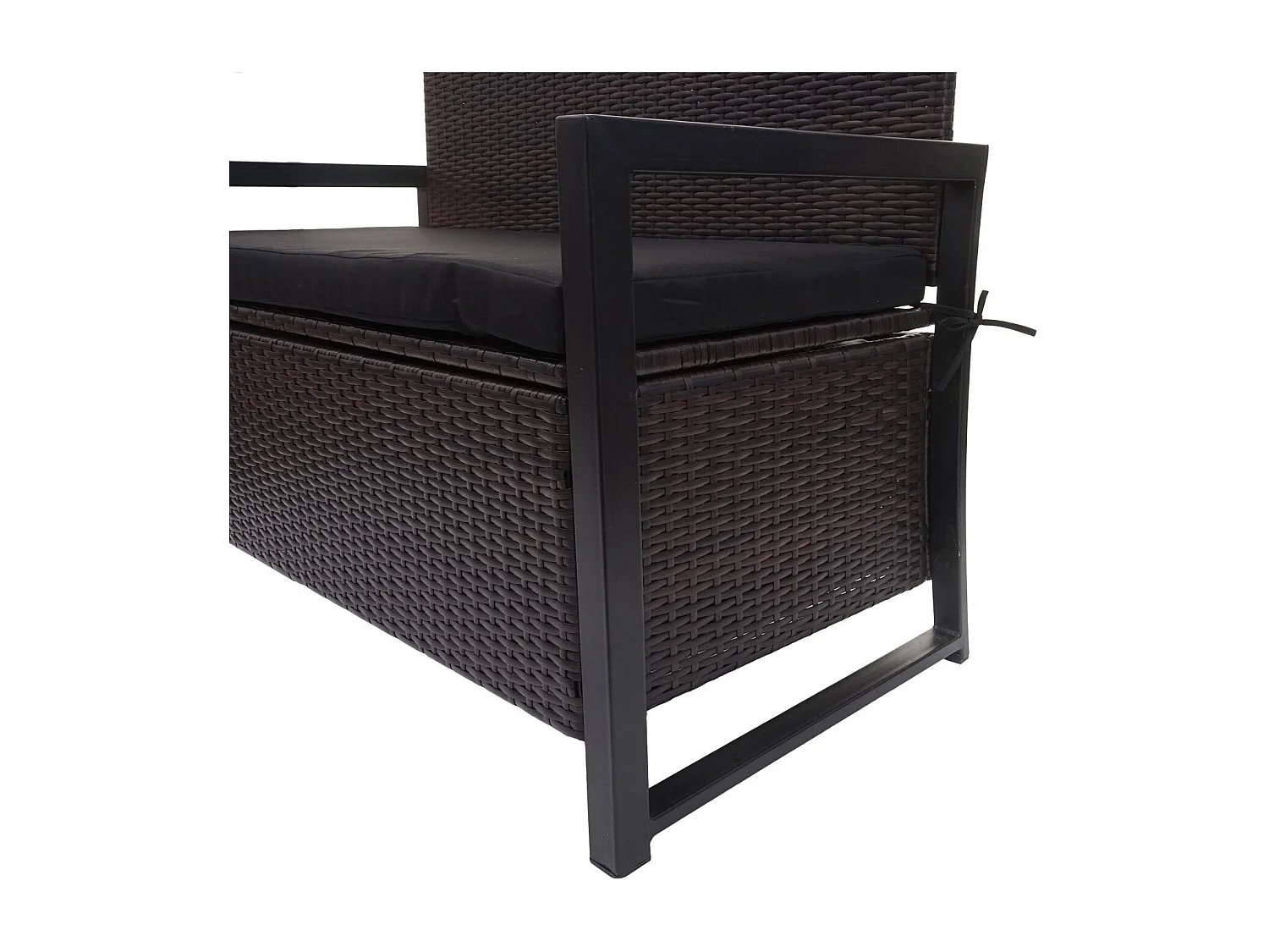 Poly-Rattan 2er Sitzbank MCW-F39, Braun, Kissen schwarz