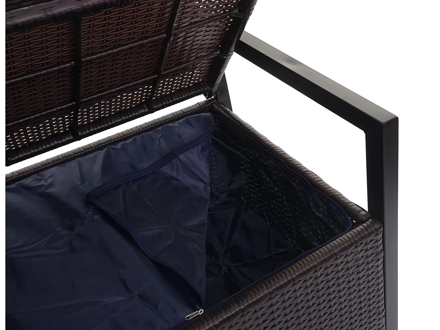 Poly-Rattan 2er Sitzbank MCW-F39, Braun, Kissen schwarz