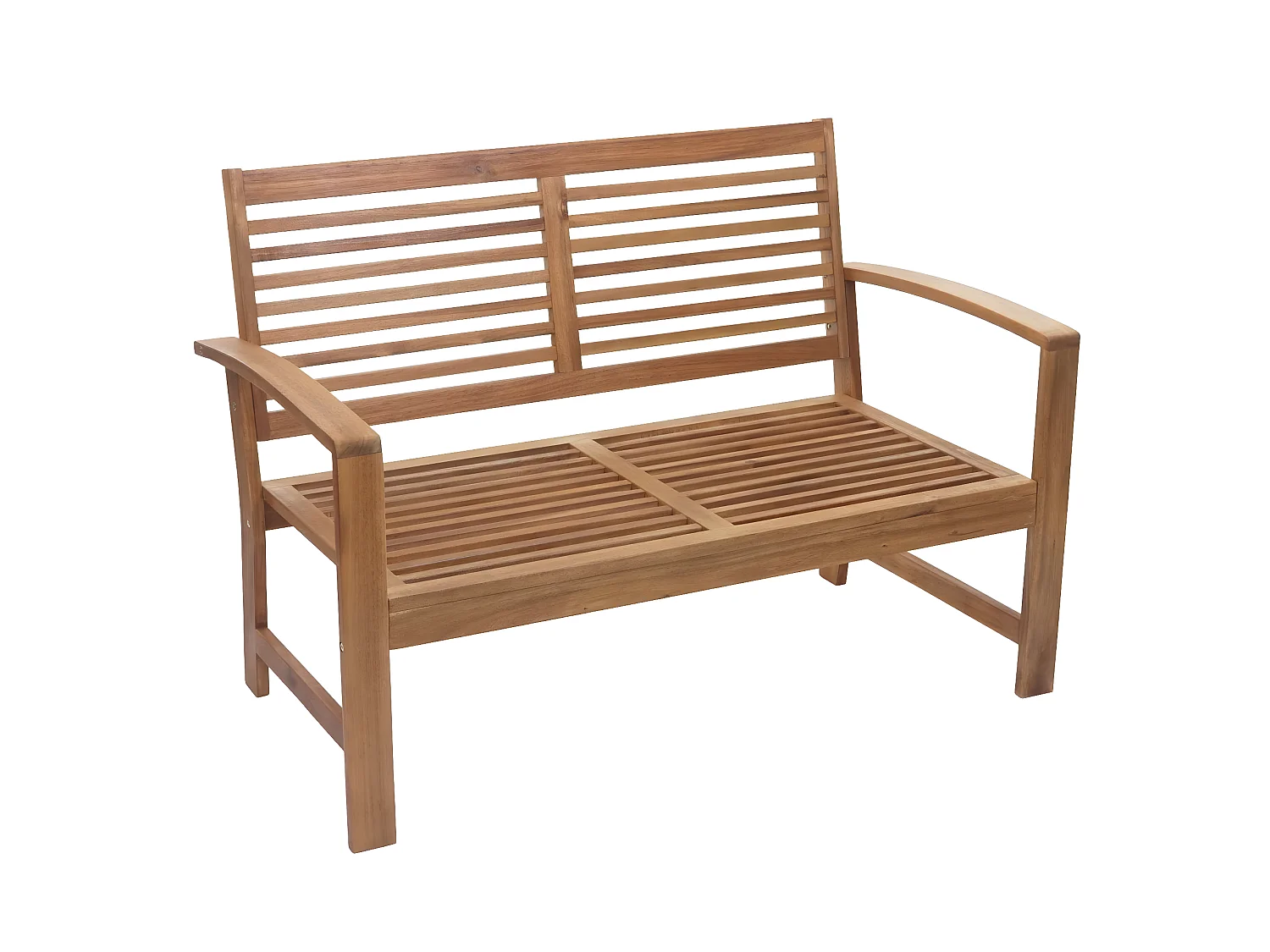 Gartenbank MCW-E99, Bank Sitzbank 2-Sitzer, Akazie Holz massiv MVG-zertifiziert 112cm, braun Polster creme