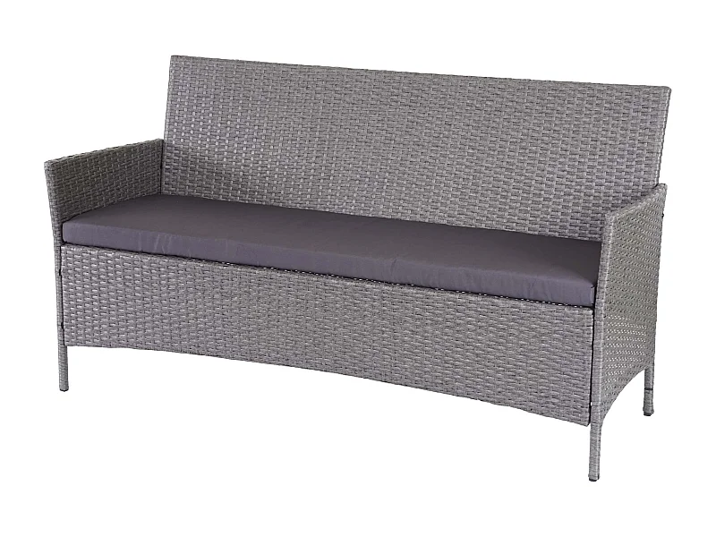 3-osobowa ławka ogrodowa z polirattanu Hamar,  Szary, poduszki antracytowe