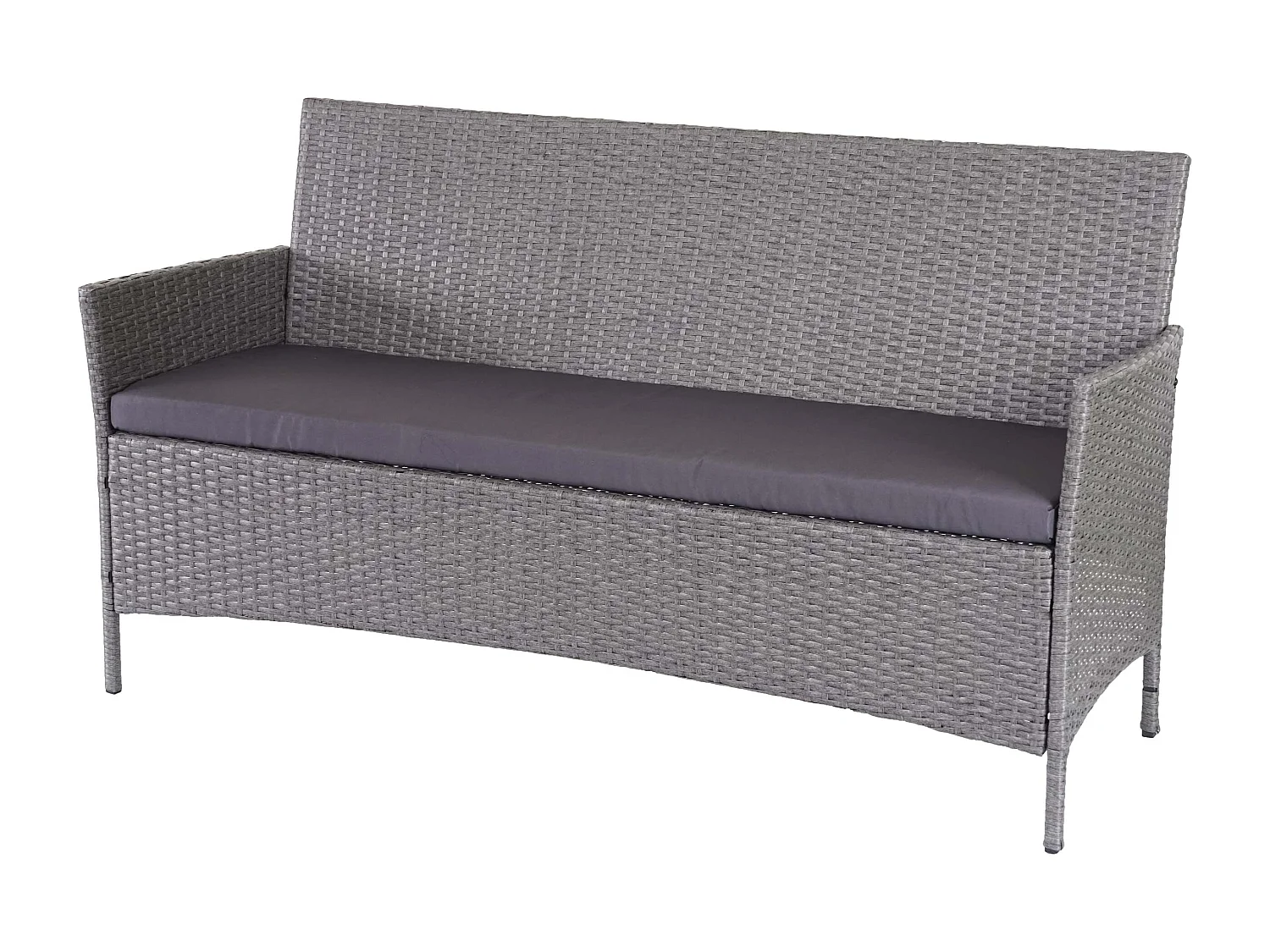 3-Sitzer Poly-Rattan Gartenbank Hamar, Grau, Kissen anthrazit