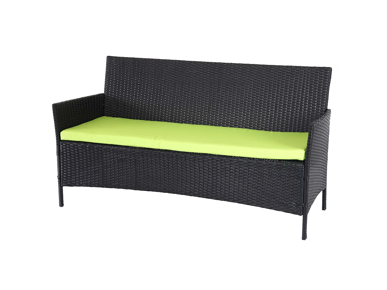 3-Sitzer Poly-Rattan Gartenbank Hamar, Anthrazit, Kissen grün