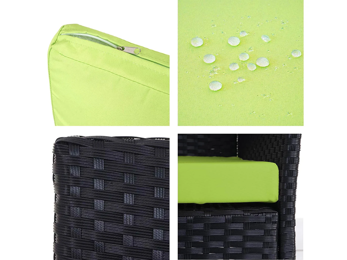 3-Sitzer Poly-Rattan Gartenbank Hamar, Anthrazit, Kissen grün