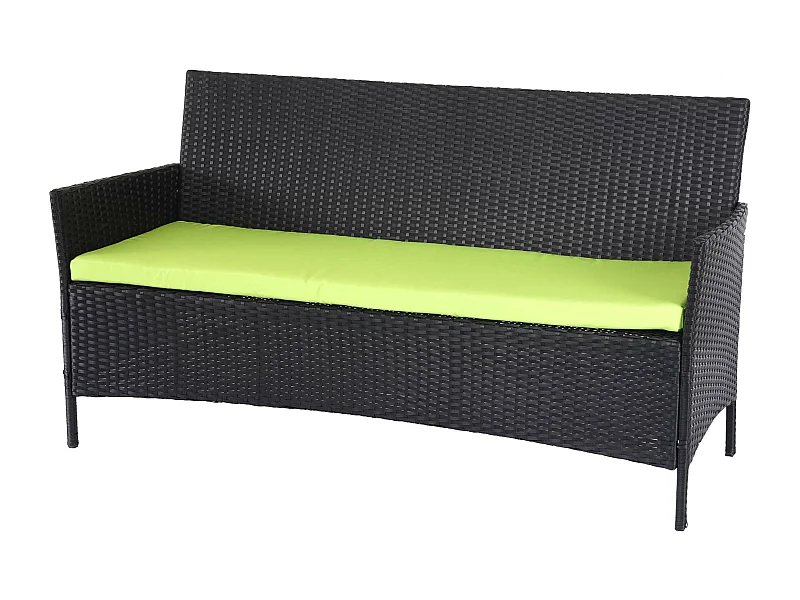 3-Sitzer Poly-Rattan Gartenbank Hamar, Anthrazit, Kissen grün