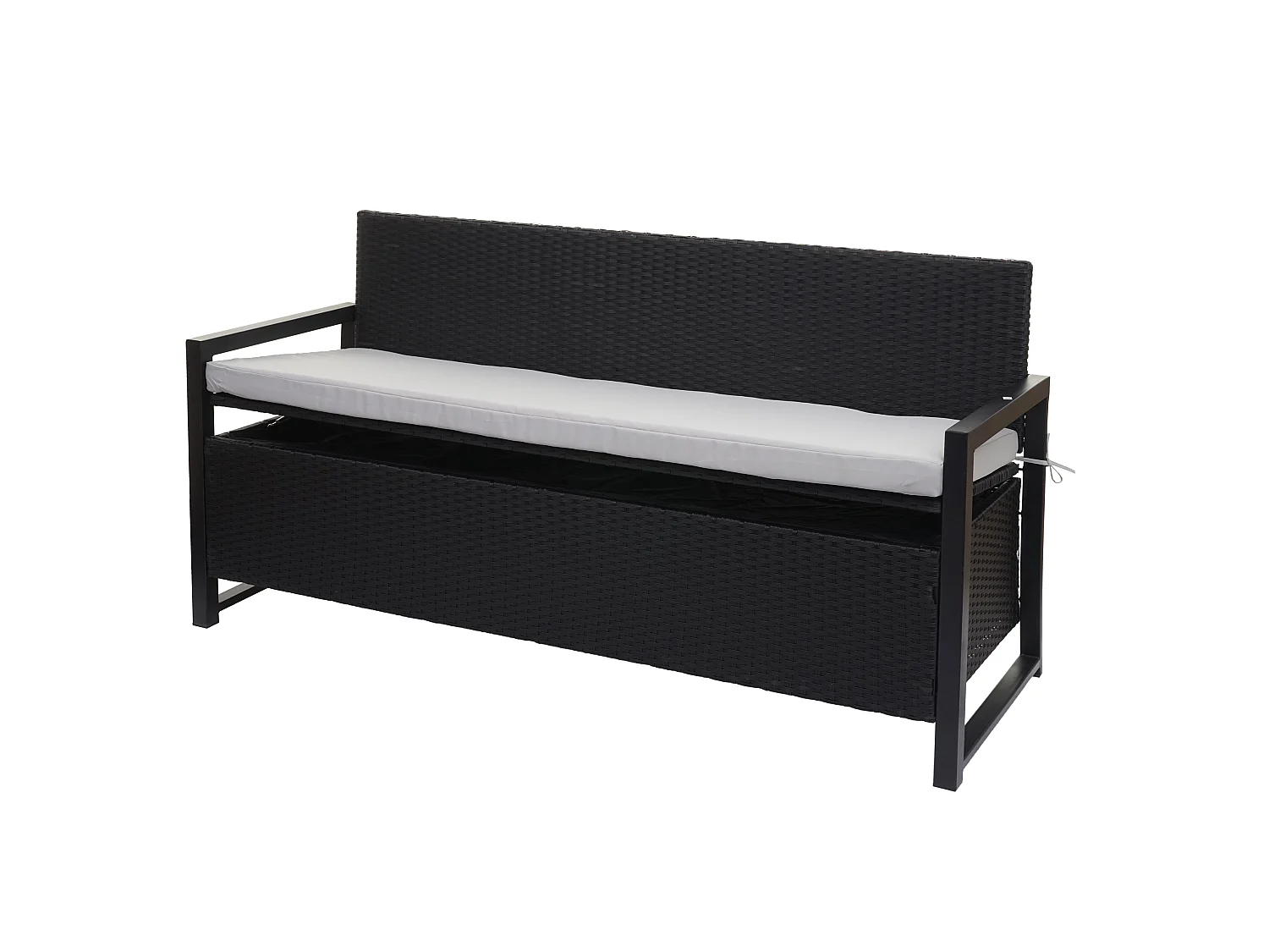 Ławka 3-osobowa z polirattanu MCW-F39,  antracyt, szare poduszki