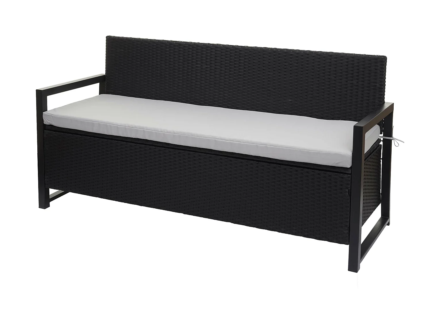 Ławka 3-osobowa z polirattanu MCW-F39,  antracyt, szare poduszki