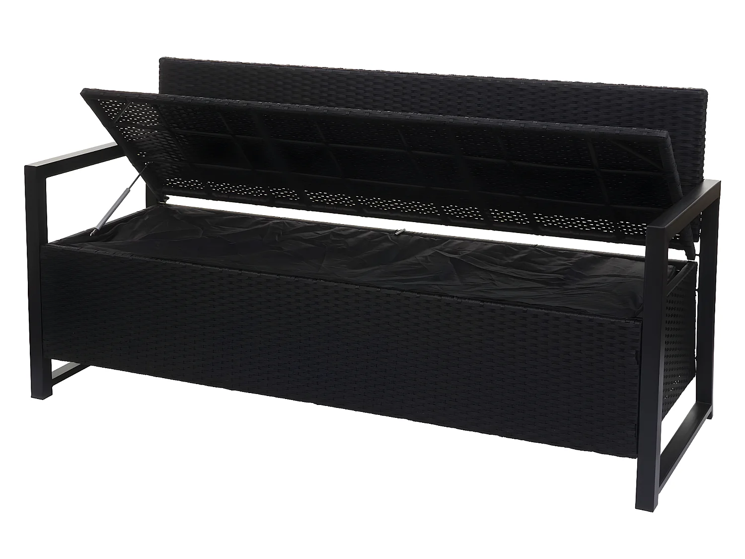 Ławka 3-osobowa z polirattanu MCW-F39,  antracyt, szare poduszki