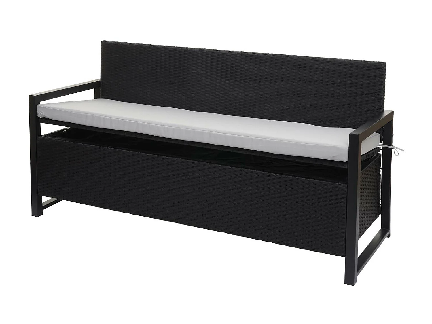 Ławka 3-osobowa z polirattanu MCW-F39,  antracyt, szare poduszki