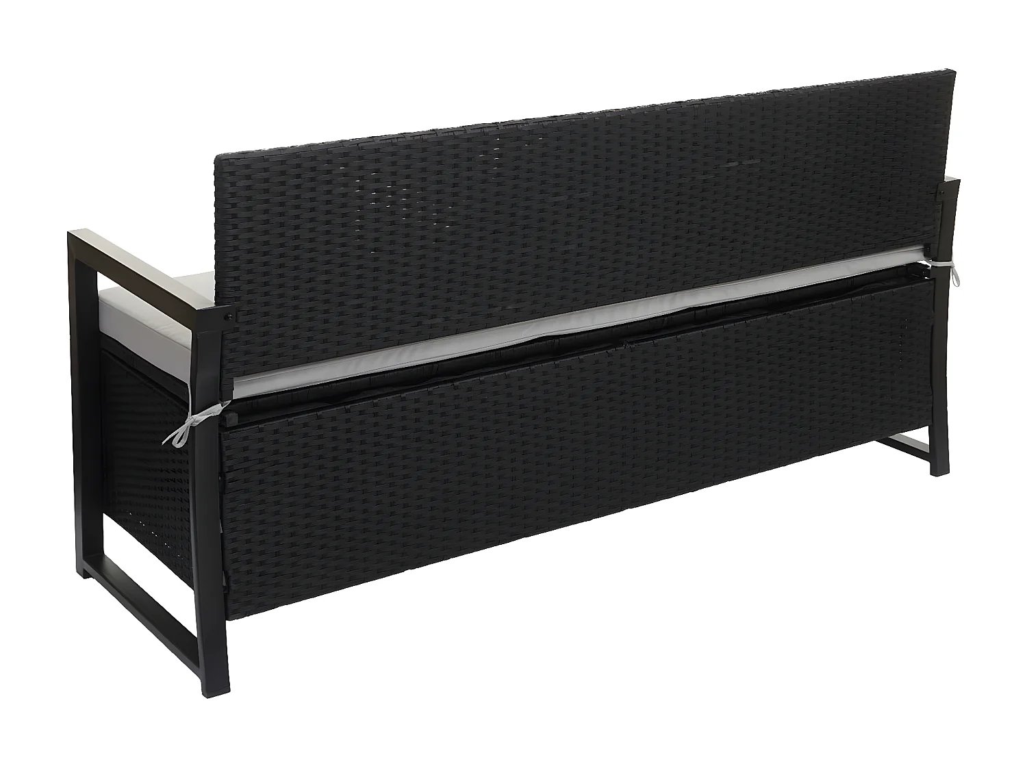 Ławka 3-osobowa z polirattanu MCW-F39,  antracyt, szare poduszki