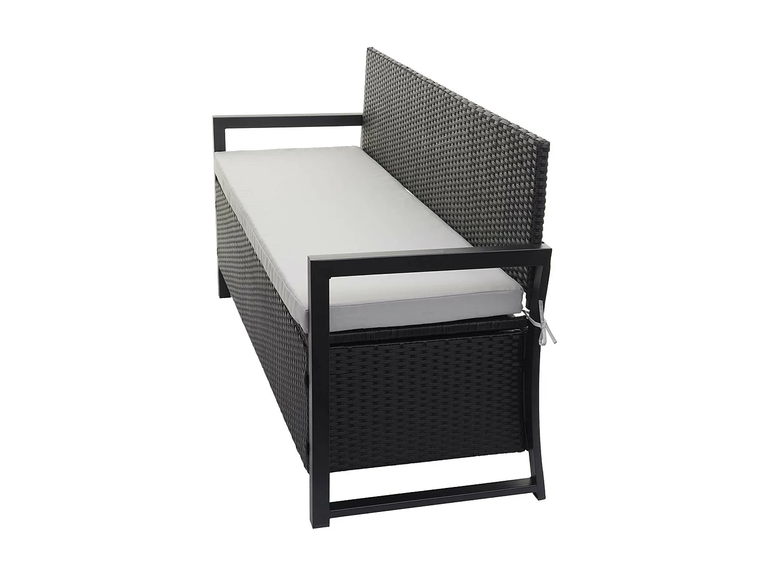 Ławka 3-osobowa z polirattanu MCW-F39,  antracyt, szare poduszki