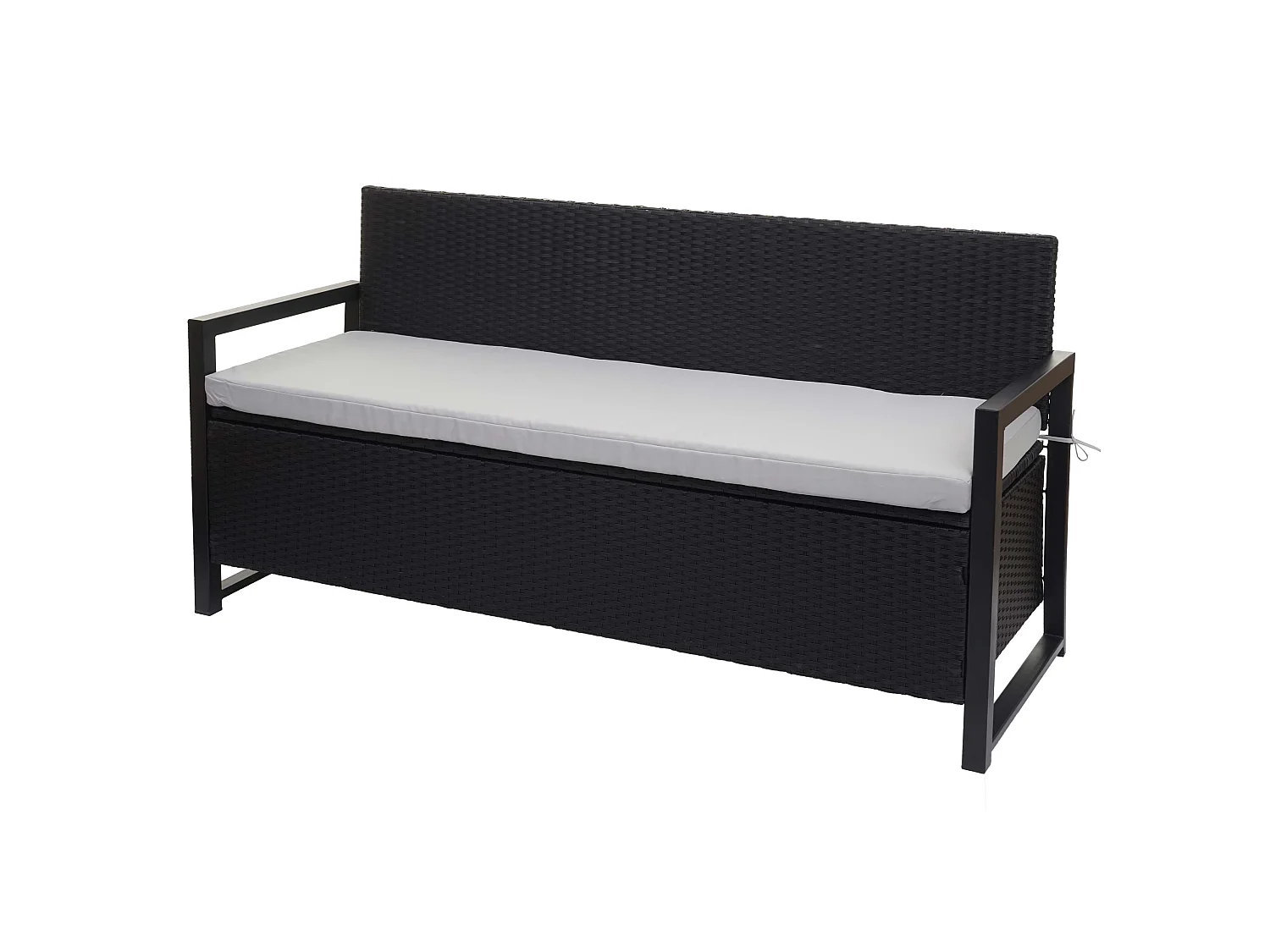 Ławka 3-osobowa z polirattanu MCW-F39,  antracyt, poduszki szare