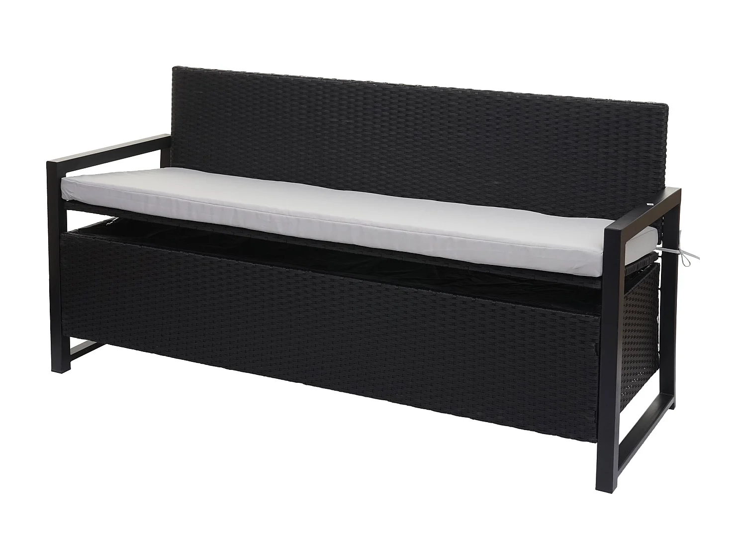 Ławka 3-osobowa z polirattanu MCW-F39,  antracyt, poduszki szare