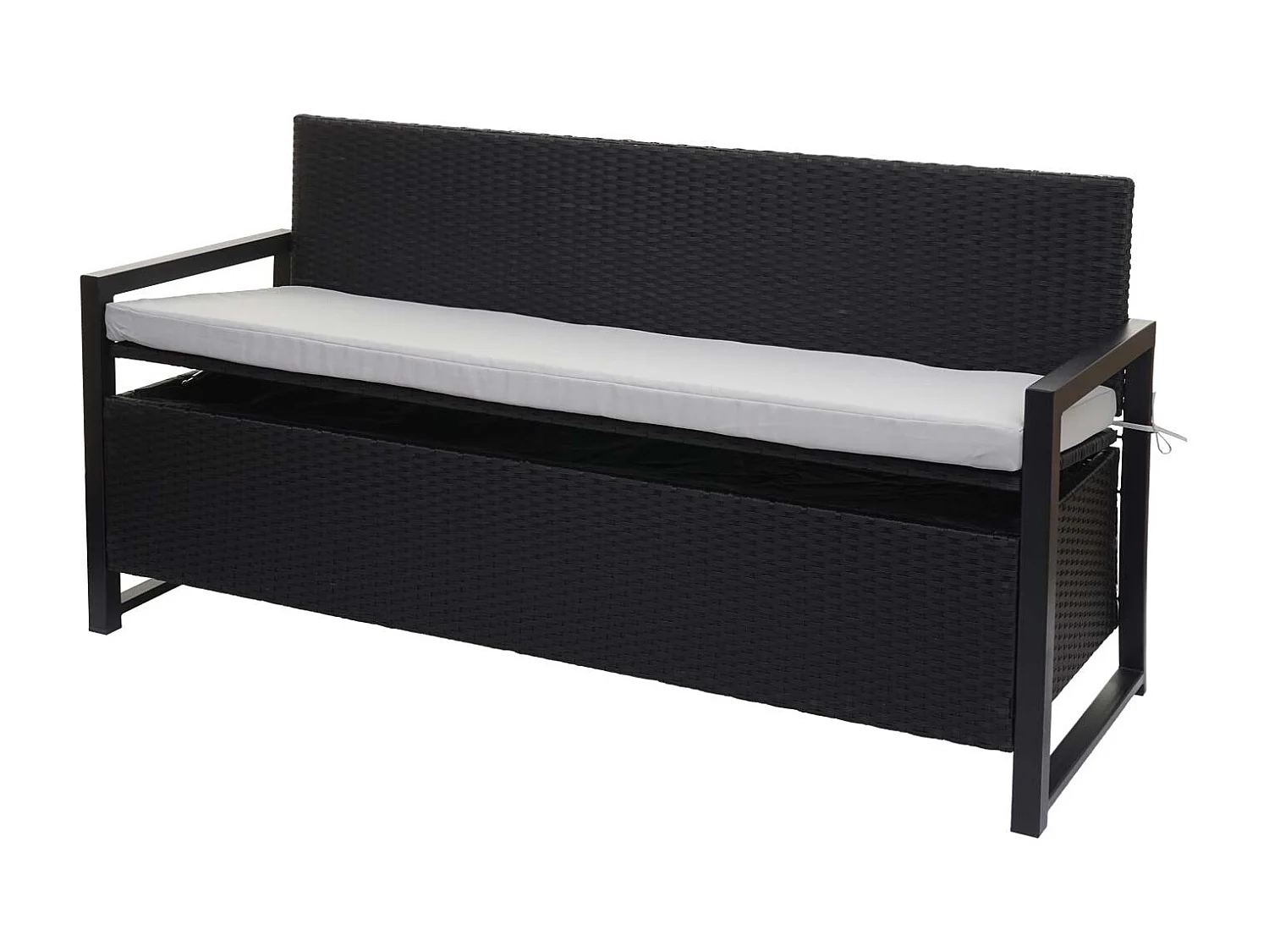 Ławka 3-osobowa z polirattanu MCW-F39,  antracyt, poduszki szare