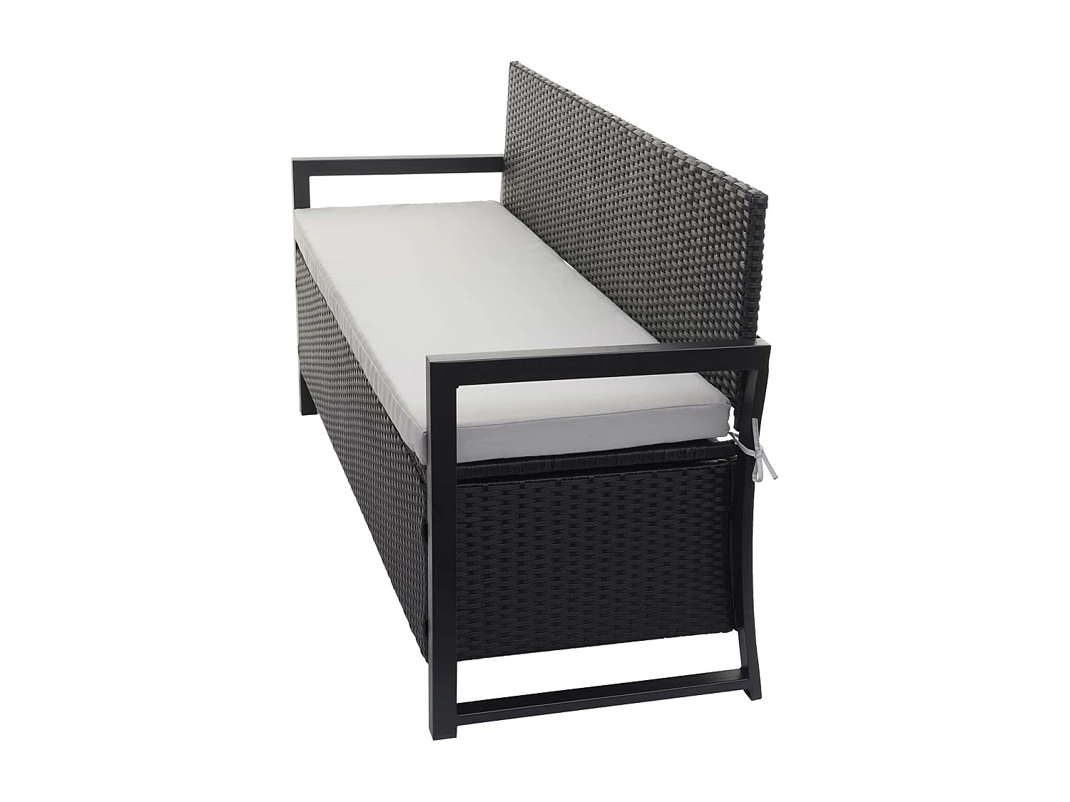 Ławka 3-osobowa z polirattanu MCW-F39,  antracyt, poduszki szare