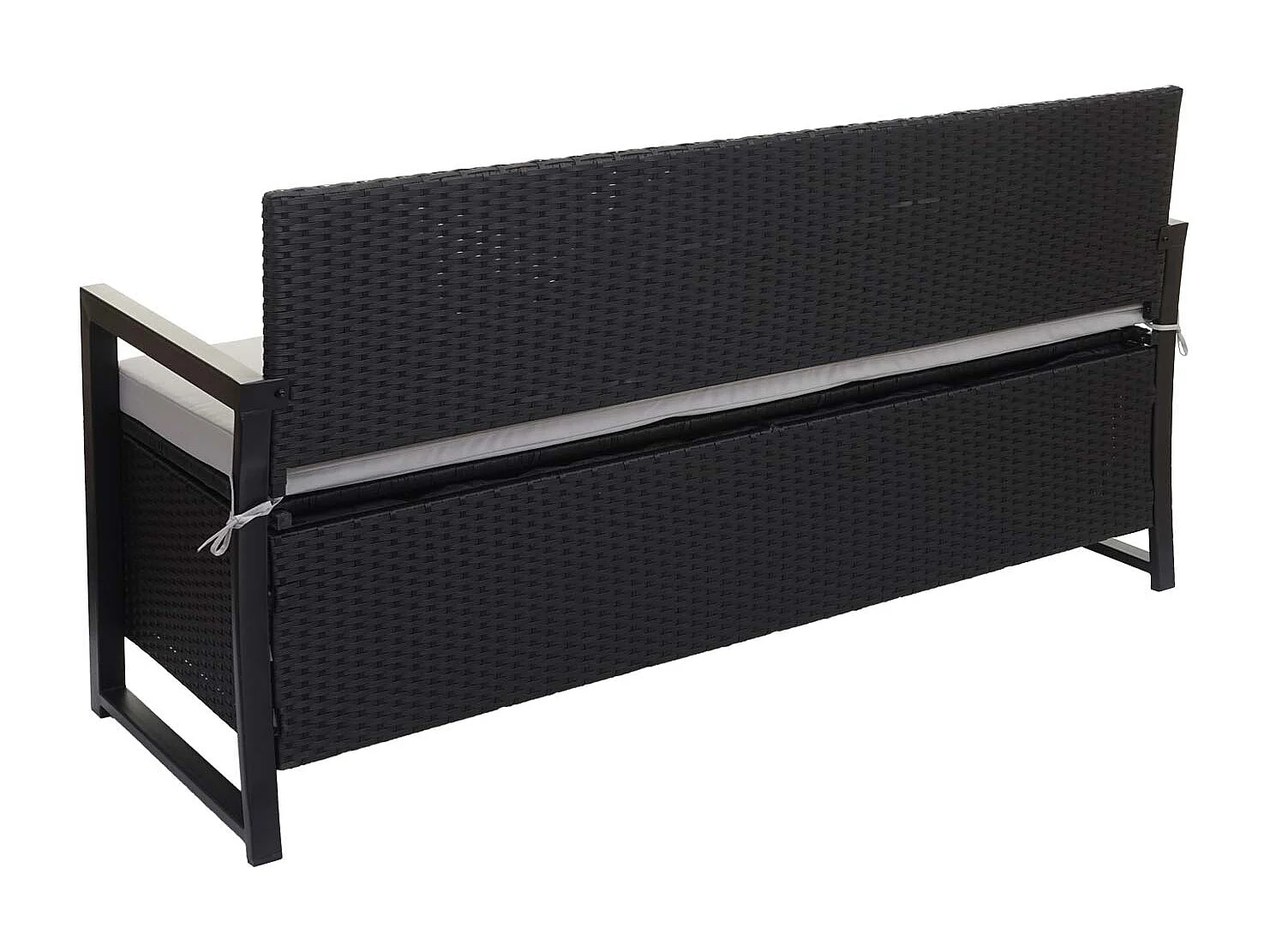 Ławka 3-osobowa z polirattanu MCW-F39,  antracyt, poduszki szare