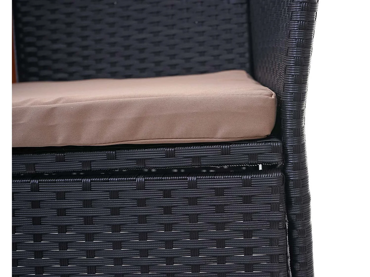 Poly-Rattan Sitzbank mit Tisch MCW-E24, Schwarz, Kissen creme