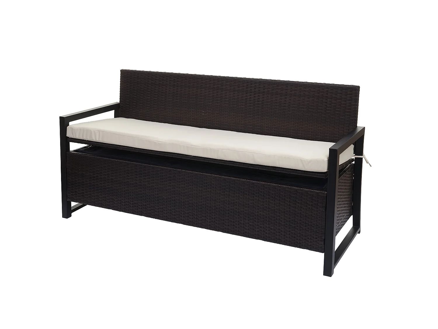 Poly-Rattan 3er Sitzbank MCW-F39, Braun, Kissen creme