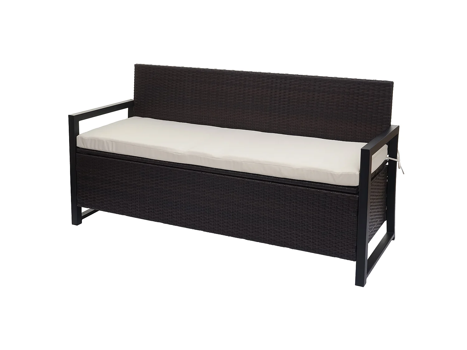 Poly-Rattan 3er Sitzbank MCW-F39, Braun, Kissen creme