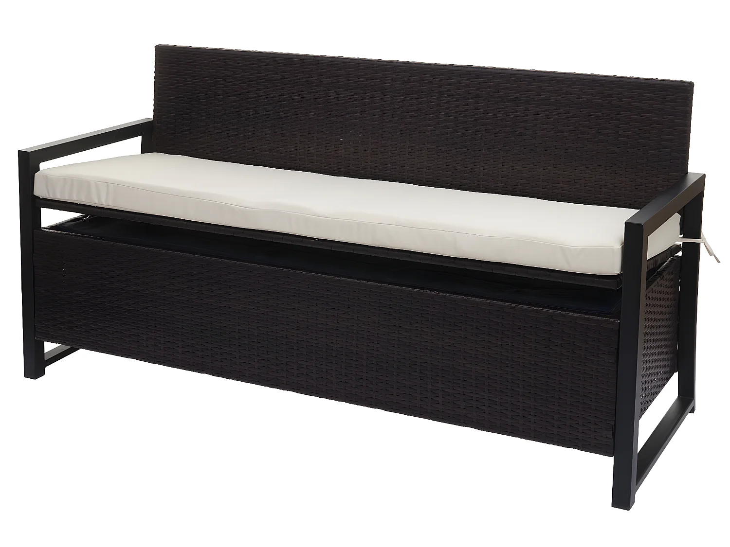 Poly-Rattan 3er Sitzbank MCW-F39, Braun, Kissen creme