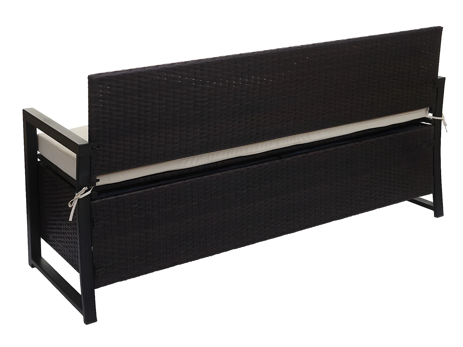 Poly-Rattan 3er Sitzbank MCW-F39, Braun, Kissen creme