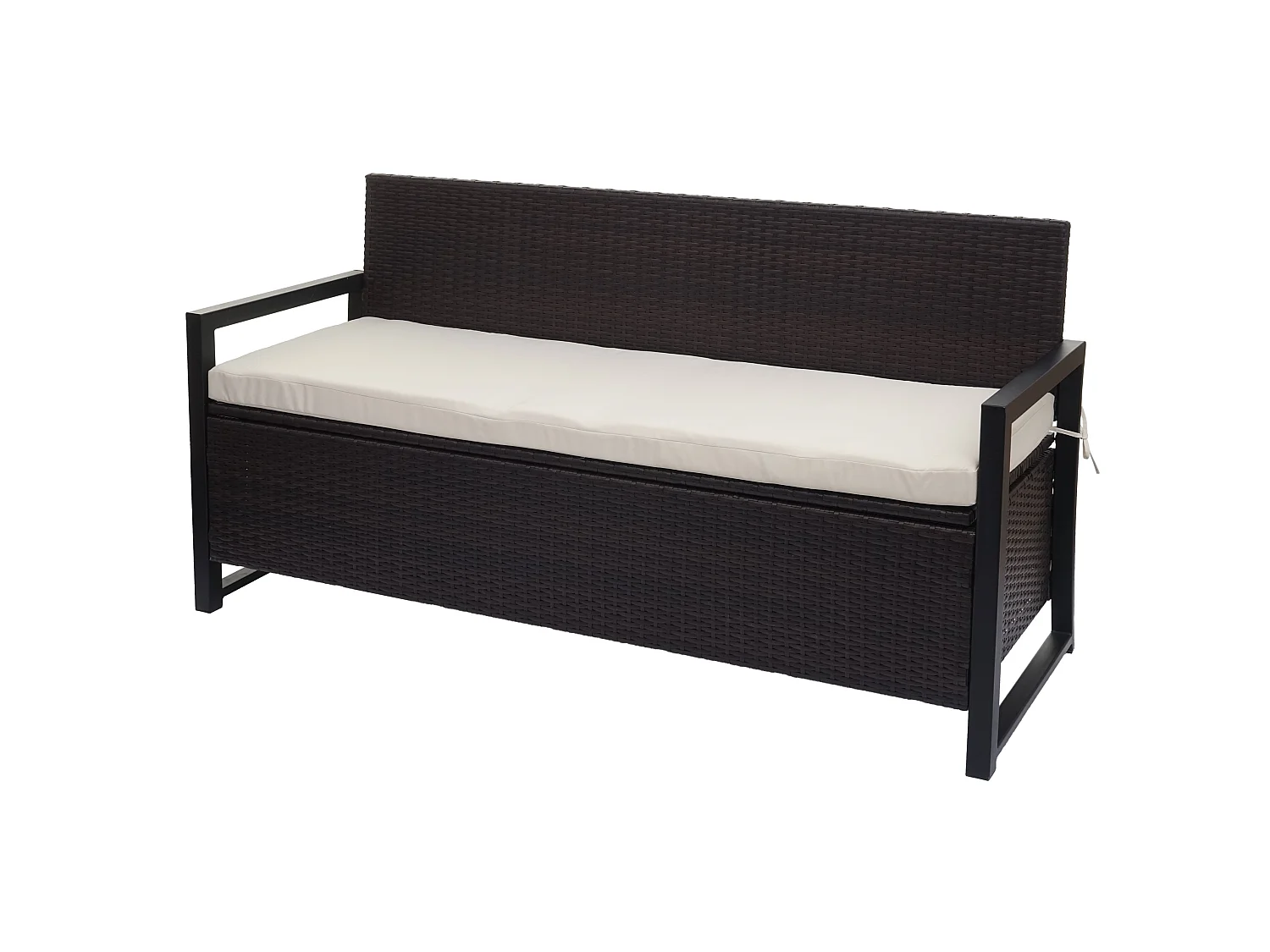 Polyrotan driezitsbank MCW-F39,  bruin, kussens crème