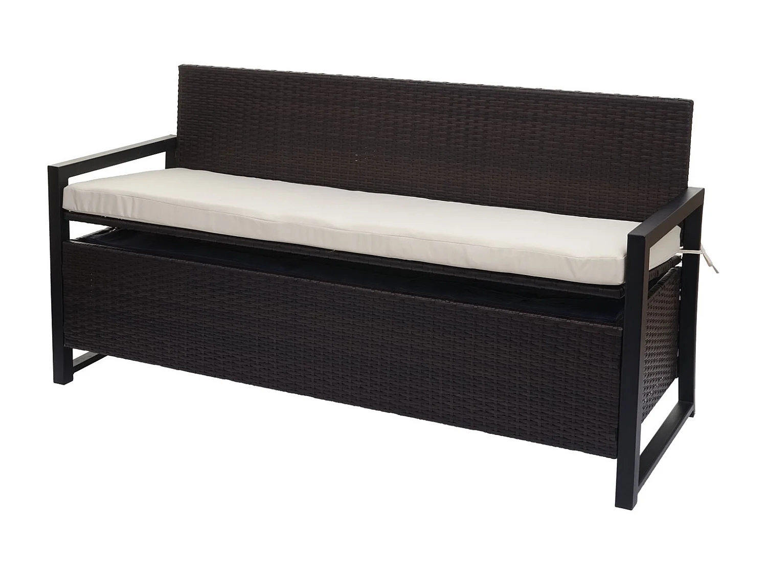 Polyrotan driezitsbank MCW-F39,  bruin, kussens crème