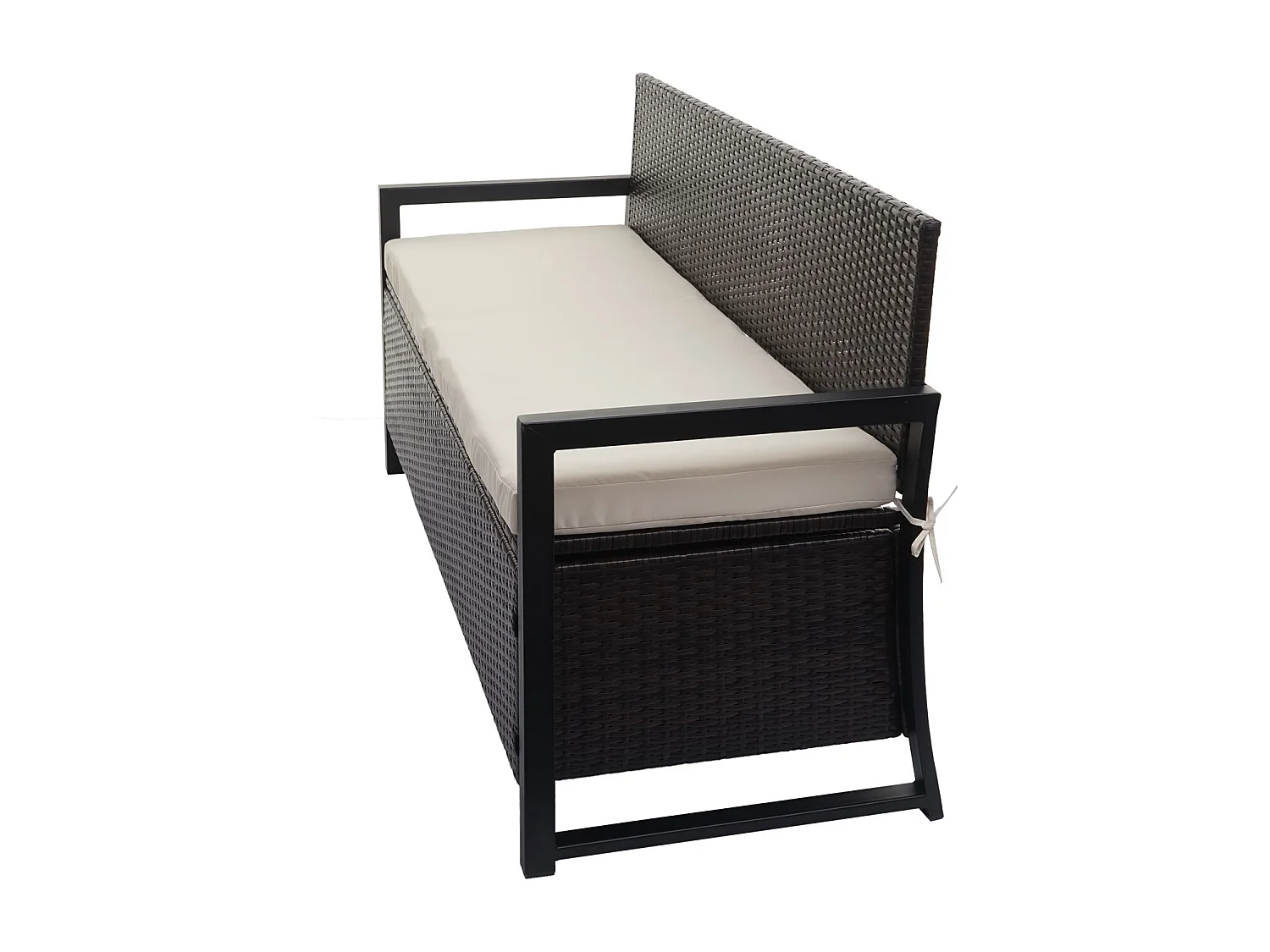 Polyrotan driezitsbank MCW-F39,  bruin, kussens crème