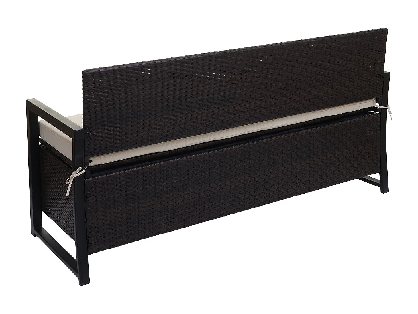 Polyrotan driezitsbank MCW-F39,  bruin, kussens crème