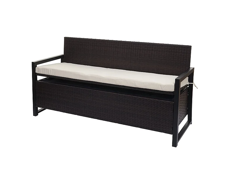Poly-Rattan 3er Sitzbank MCW-F39, Braun, Kissen creme