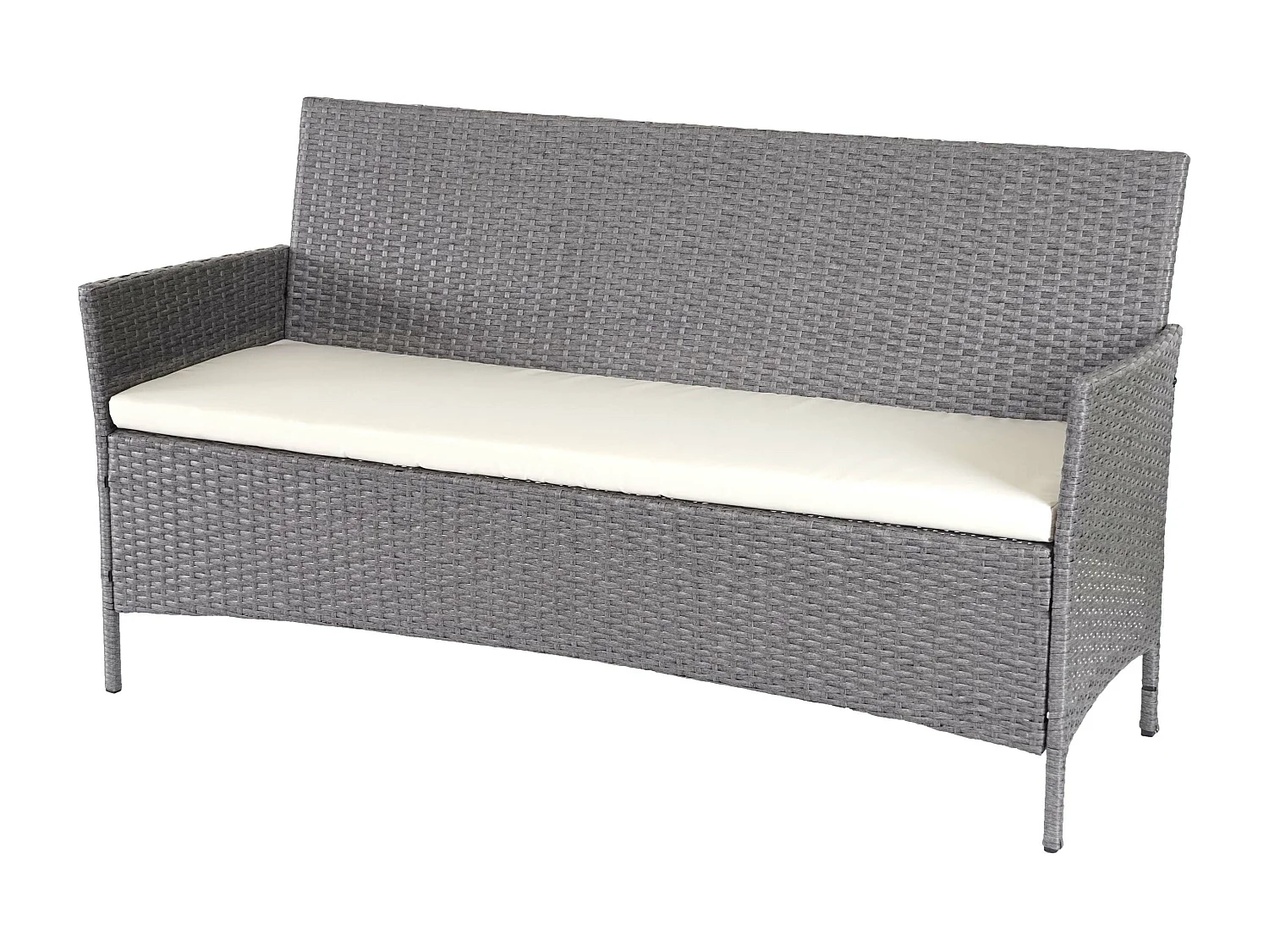 Divano sofa esterno giardino 3 posti Halden 154cm polyrattan grigio con cuscino avorio