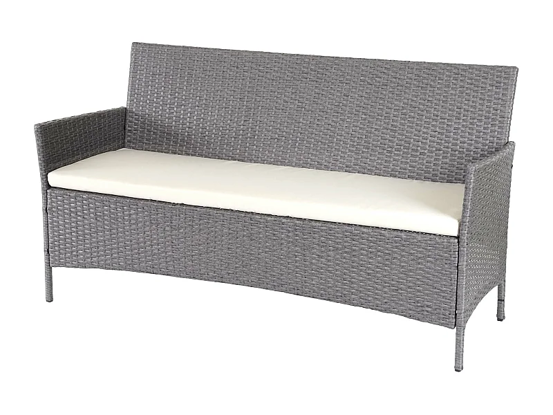 3-Sitzer Poly-Rattan Gartenbank Hamar, Grau, Kissen creme