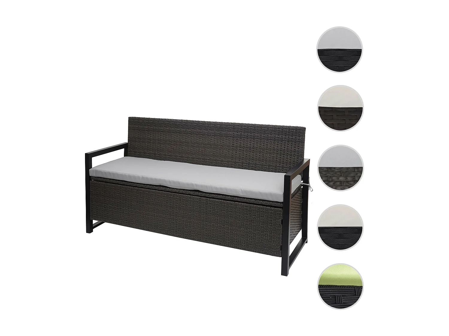 Poly-Rattan 3er Sitzbank MCW-F39, Grau, Kissen grau