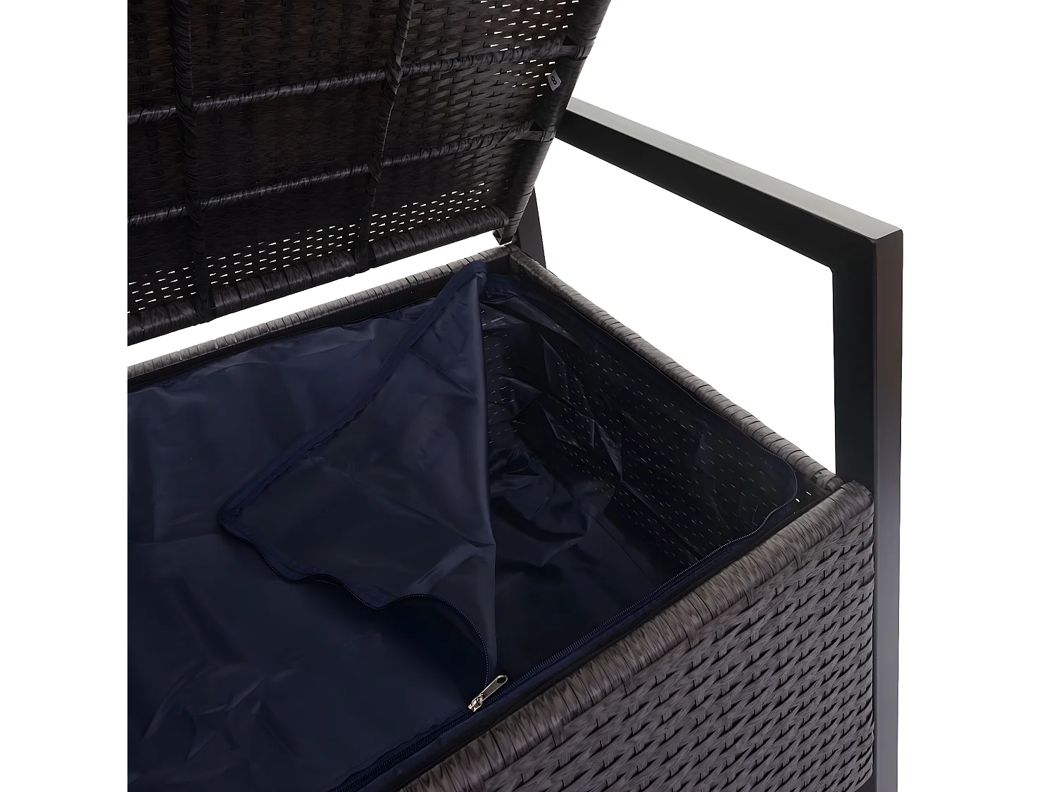 Ławka 3-osobowa z polirattanu MCW-F39,  szary, szare poduszki