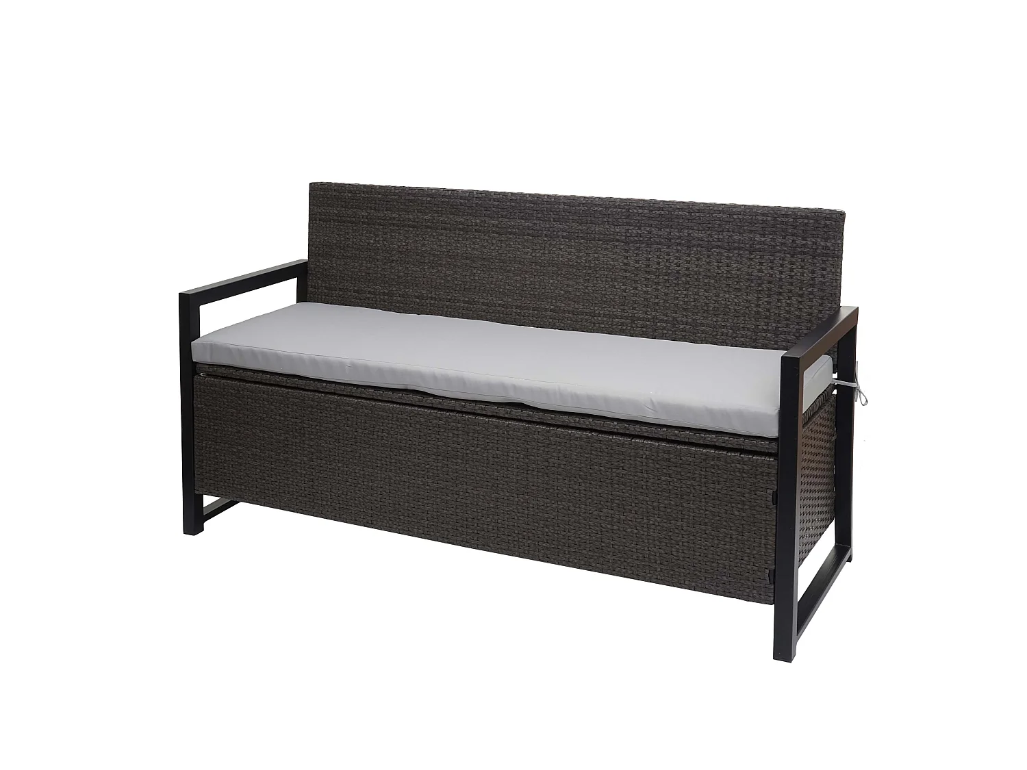 Polyrotan driezitsbank MCW-F39,  grijs, kussens grijs