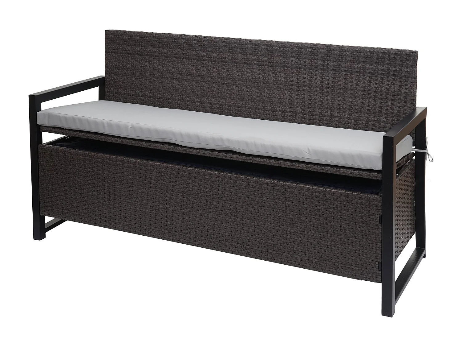 Polyrotan driezitsbank MCW-F39,  grijs, kussens grijs