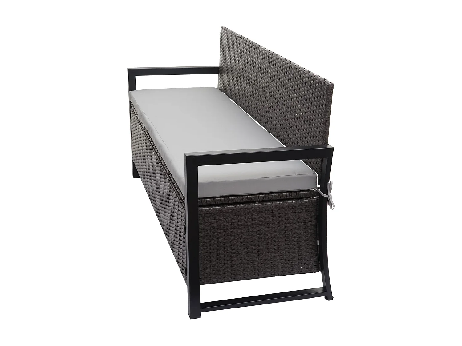 Polyrotan driezitsbank MCW-F39,  grijs, kussens grijs