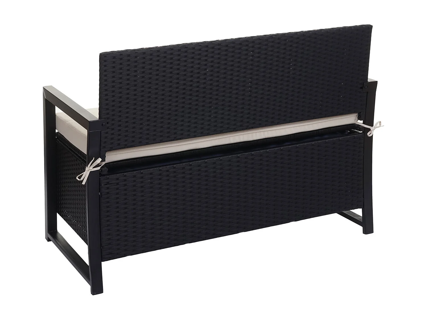 Poly-rattan 2-zitsbank MCW-F39,  antraciet, kussens crème