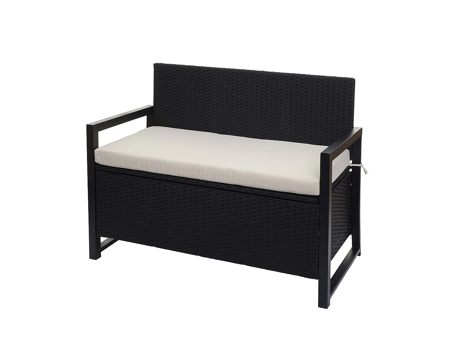 Poly-Rattan 2er Sitzbank MCW-F39, Anthrazit, Kissen creme