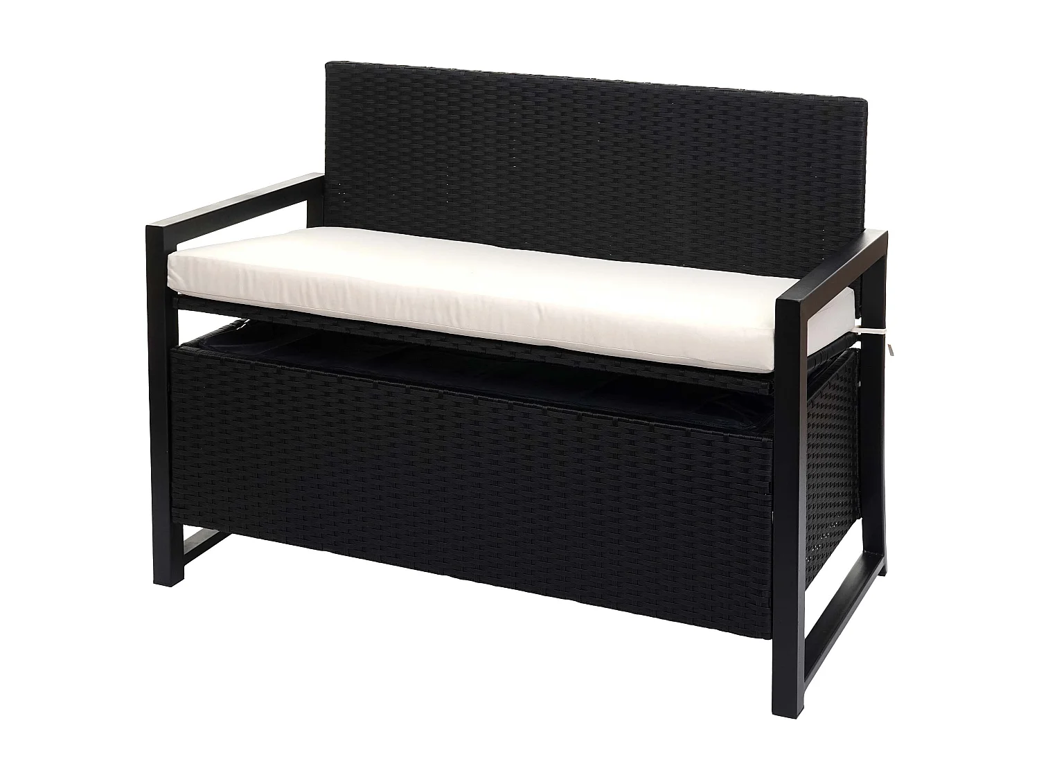 Poly-Rattan 2er Sitzbank MCW-F39, Anthrazit, Kissen creme