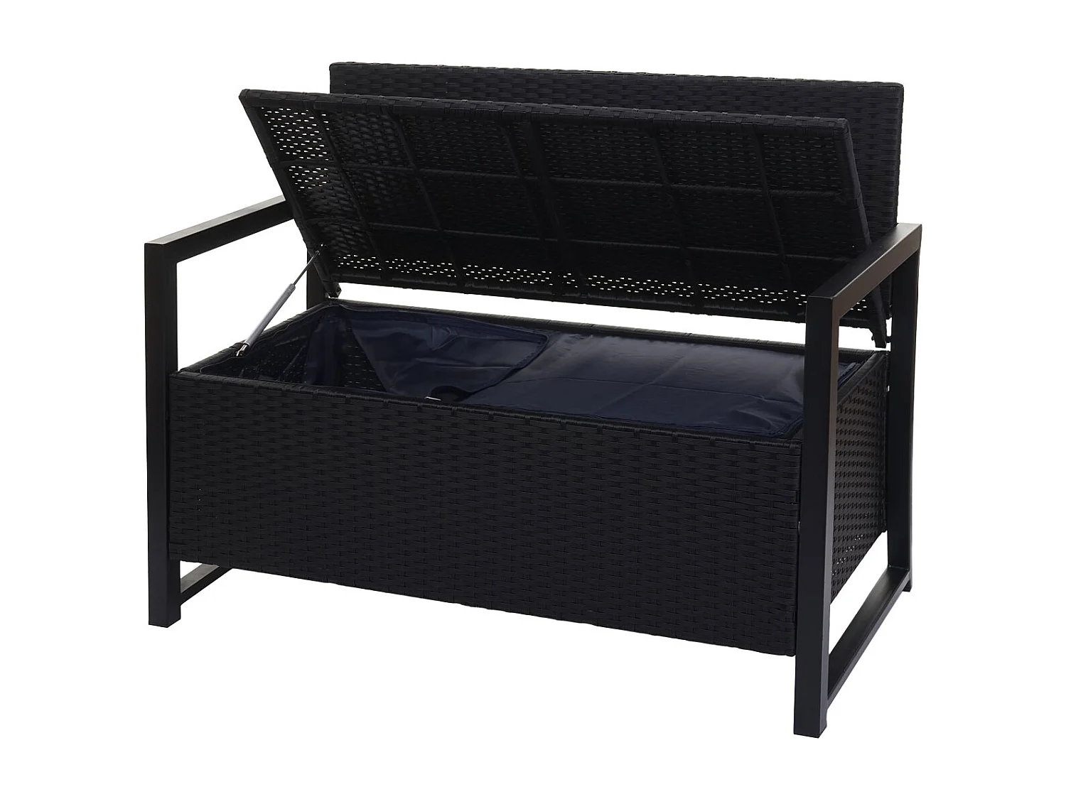 Poly-Rattan 2er Sitzbank MCW-F39, Anthrazit, Kissen creme