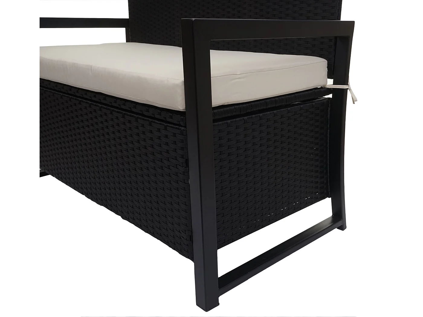 Poly-Rattan 2er Sitzbank MCW-F39, Anthrazit, Kissen creme