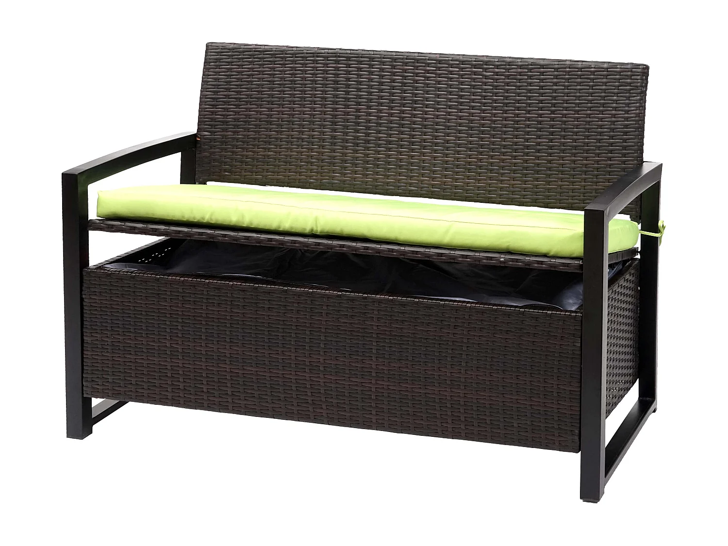Poly-Rattan 2er Sitzbank MCW-F39, Braun, Kissen grün