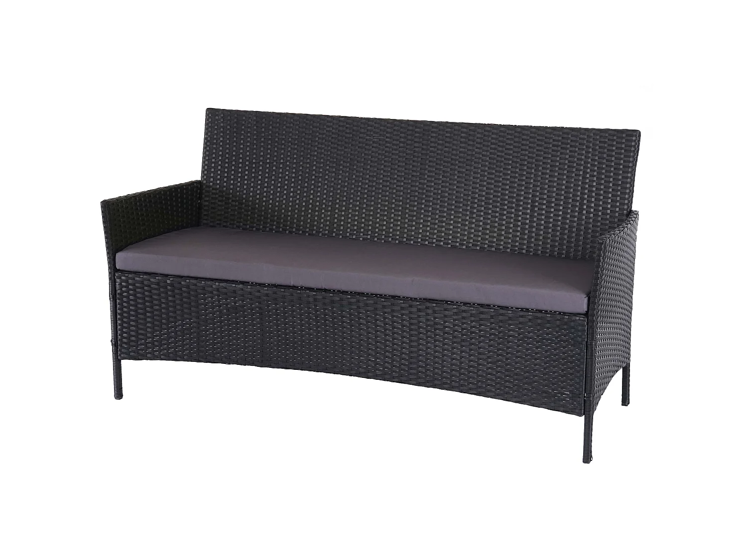 3-Sitzer Poly-Rattan Gartenbank Hamar, Anthrazit, Kissen anthrazit