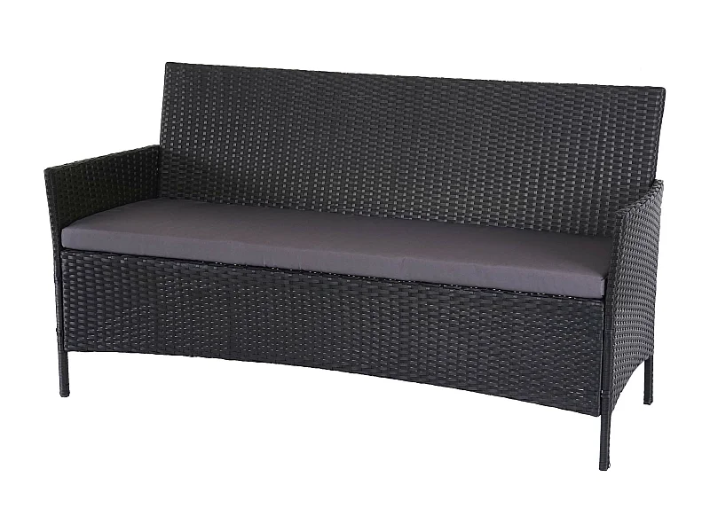 3-Sitzer Poly-Rattan Gartenbank Hamar, Anthrazit, Kissen anthrazit