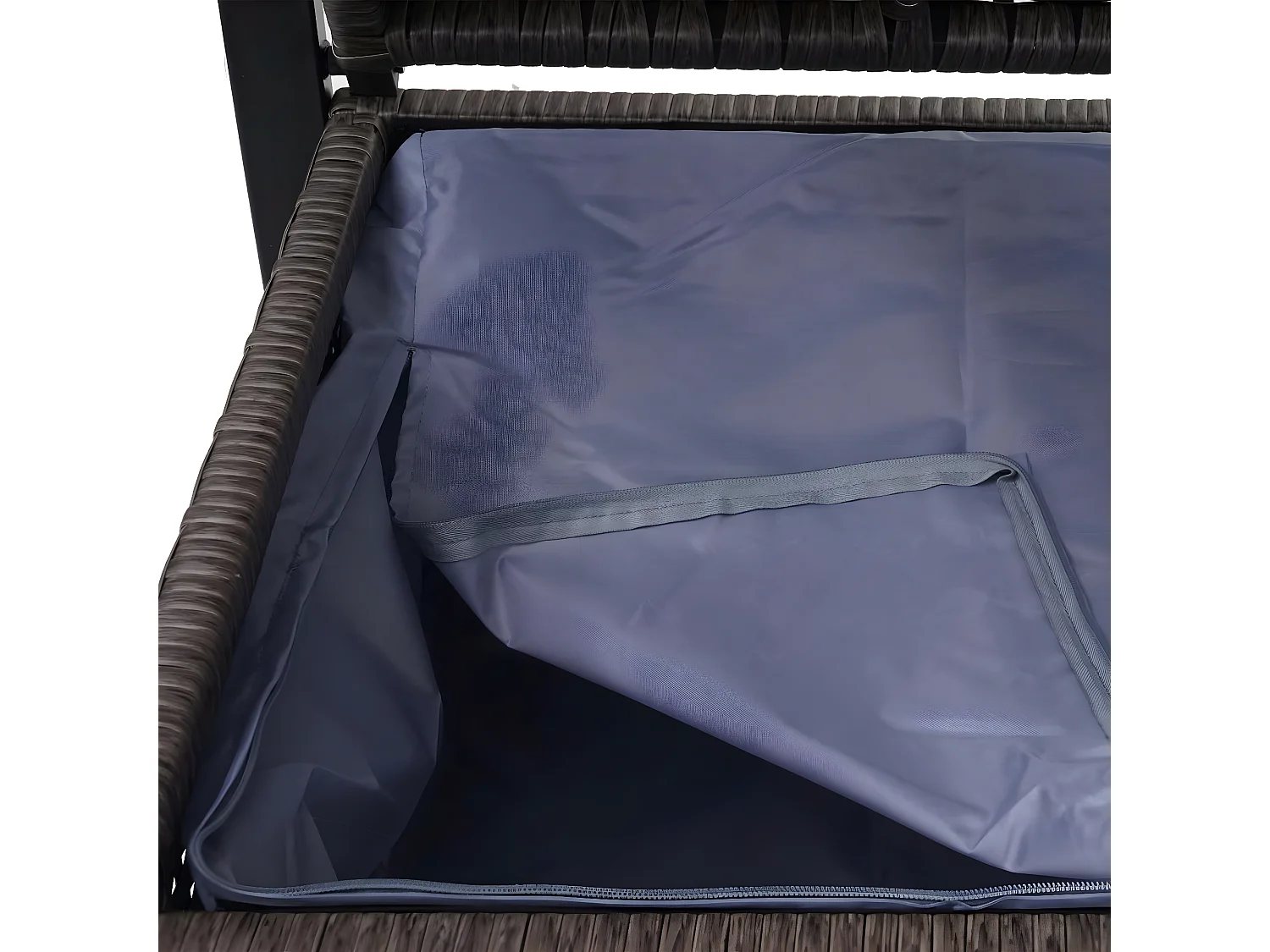 Polyrotan 2-zitsbank MCW-F39,  grijs-gemêleerd, kussens groen